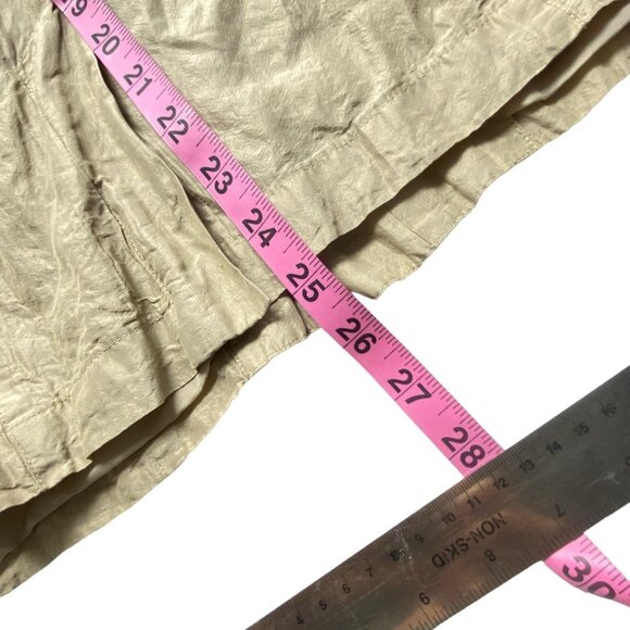 CHICO'S Women Crinkle Jacket Silk Blend Zip Snap Front Long Sleeve Sz 2/L Gold - Picture 8 of 13